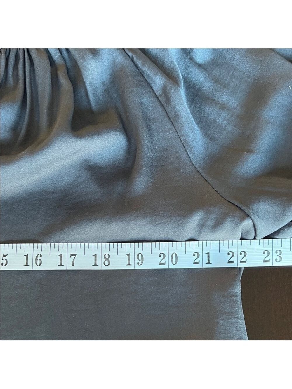 Loft Charcoal Gray Tie Neck Blouse Size L - Picture 9 of 11